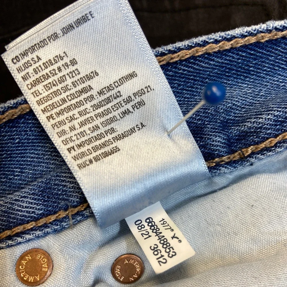 American Eagle Skater Jean Womens 0 Short High Rise Wide Leg Medium Wash Denim‎ - Picture 8 of 12